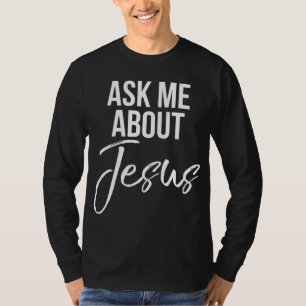 Camiseta Pergunte-Me Sobre Jesus Vintage Faith Christian De