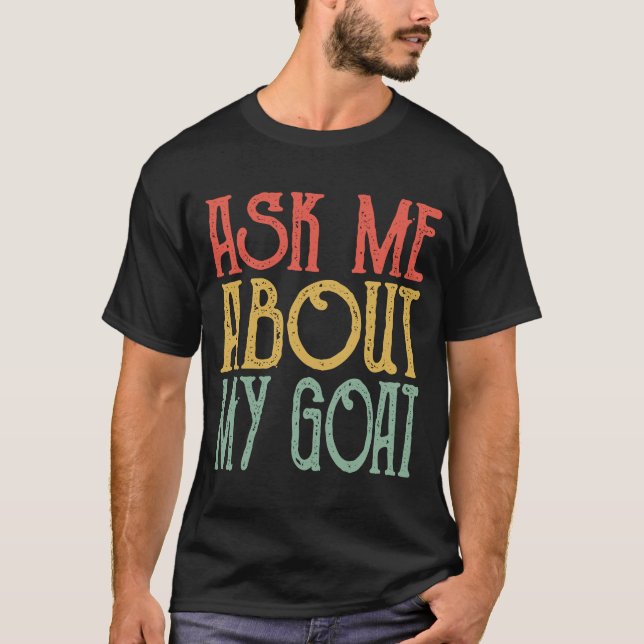 Camiseta Pergunte-Me Sobre Meu Retro Goa Goats Goat (Frente)