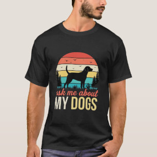 Camiseta Pergunte-me sobre meus cães Retro Pôr do Sol_1