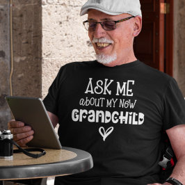 Camiseta Pergunte-me sobre o meu novo texto branco para o m