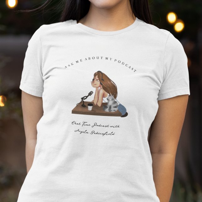 Camiseta Pergunte-me sobre o meu podcast | Podcaster monogr (Criador carregado)