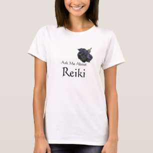 Camiseta Pergunte-me sobre o rosa do roxo de Reiki