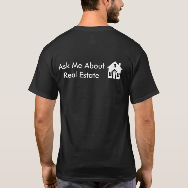 Camiseta Pergunte-me sobre o t-shirt dos bens imobiliários (Verso)