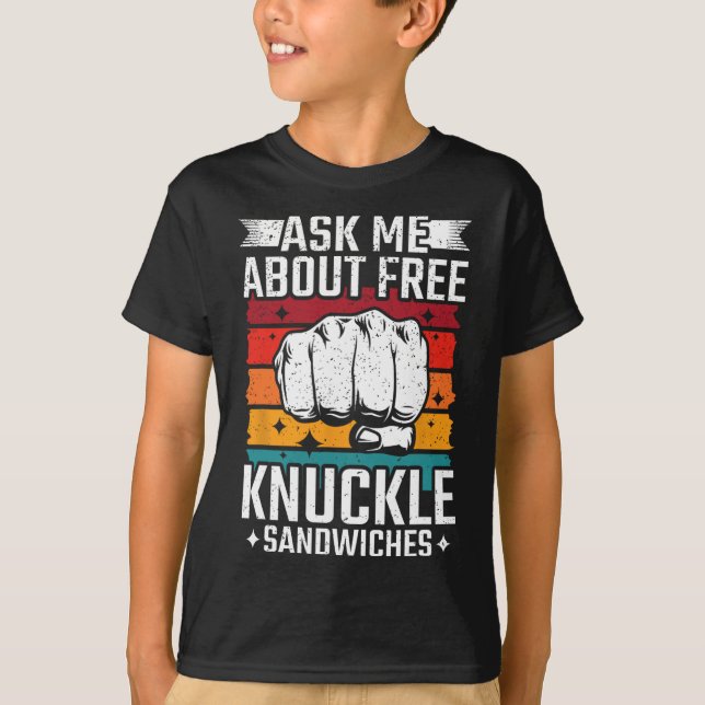 Camiseta Pergunte-Me Sobre Sanduíches De Knuckle Gratuitos (Frente)