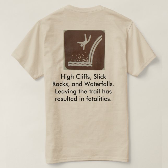 Camiseta Perigo: as cachoeiras podem matá-lo! (Verso do Design)