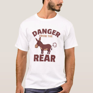 Camiseta Perigo Atrás do Burro Engraçado Humor
