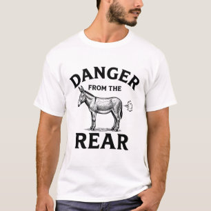 Camiseta Perigo Atrás do Humor de Burro Engraçado