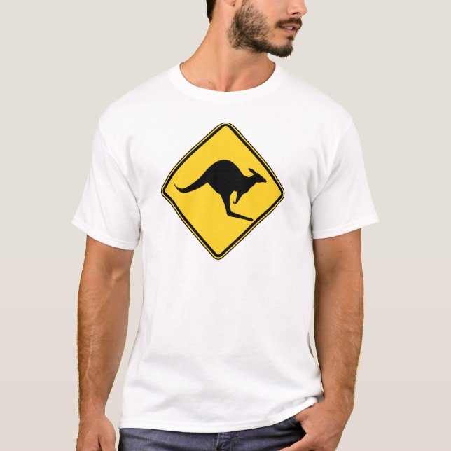 Camiseta perigo de advertência do canguru no dia de (Frente)