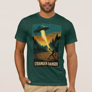 Camiseta Perigo Estranho – Cena Retro de Floresta de Ficção