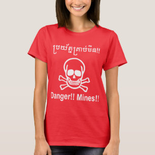 Camiseta Perigo! Minas! ☠ Khmer - Sinal ☠