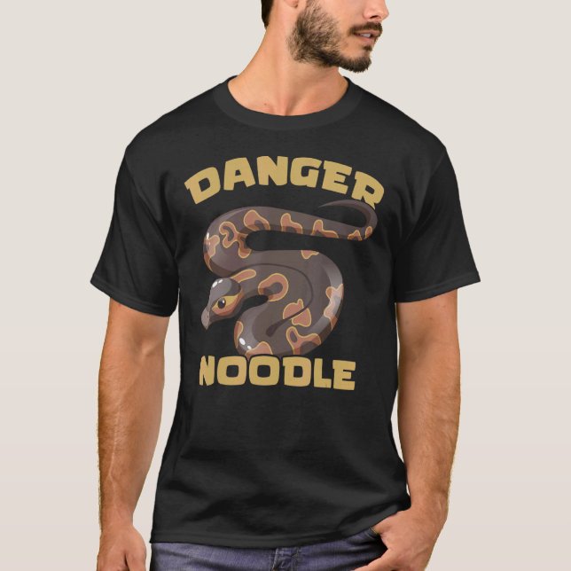 Camiseta Perigo Noodal Ball Python Cobra Réptil Serpente (Frente)
