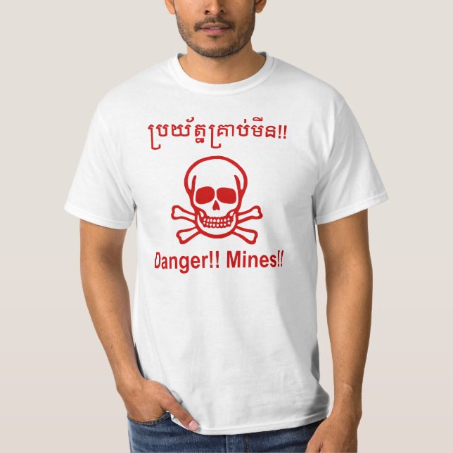 Camiseta Perigo! Os meus! ☠ Khmer - Sinal ☠ (Frente)