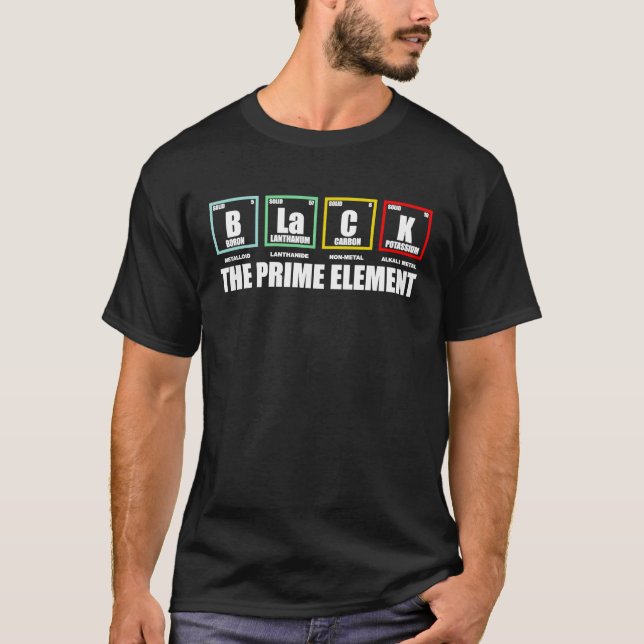Camiseta Período Preto do Histórico Preto do Elemento Princ (Frente)