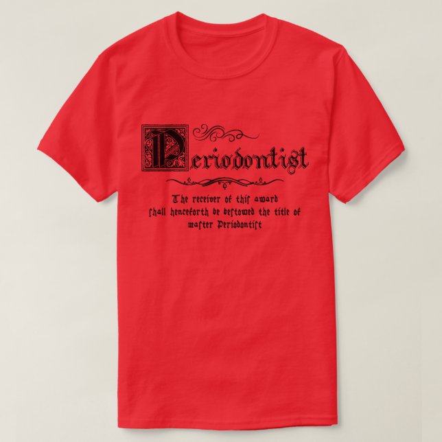 Camiseta Periodontista Mestre Medieval (Frente do Design)
