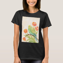 Camiseta Periquito com Tulipas Animais Exóticos