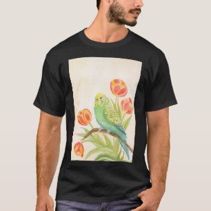 Camiseta Periquito com Tulipas Pets Exóticos