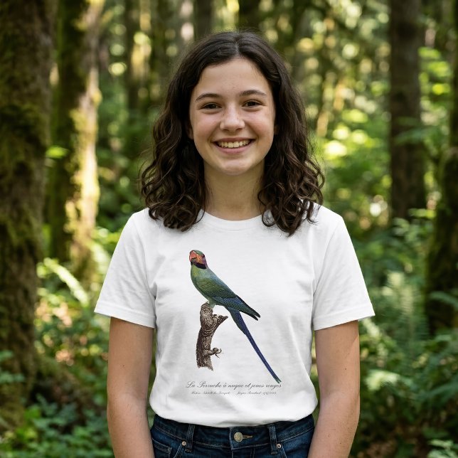 Camiseta Periquito-de-cauda-longa, Psittacula Longicauda (Long-Tailed Parakeet, Psittacula Longicauda. Girl Basic White T-Shirt)
