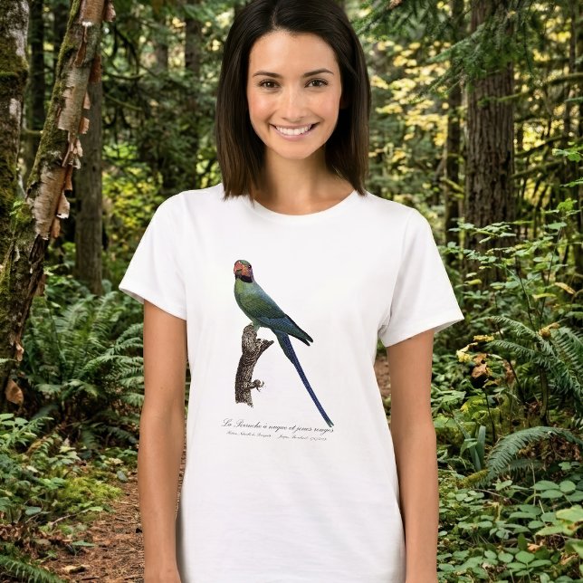 Camiseta Periquito-de-cauda-longa, Psittacula Longicauda (Long-Tailed Parakeet, Psittacula Longicauda. Women Basic White T-Shirt)
