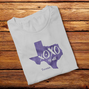 Camiseta Periwinkle Purple XOXO, Y'all - Forma do Estado do