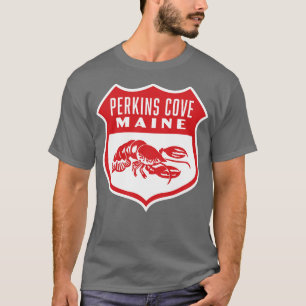 Camiseta Perkins Cove Maine Retro Shield Red