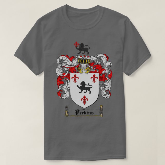 Camiseta Perkins Family Crest Perkins Casaco de Braços (Frente do Design)