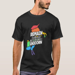 Camiseta Permaneça Autêntico Colorido LGBT Unicórnio Cavalg