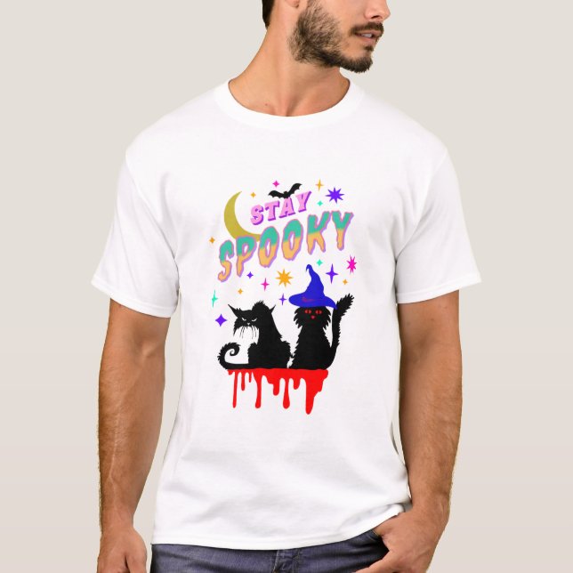Camiseta permaneçam gatos assustados (Frente)