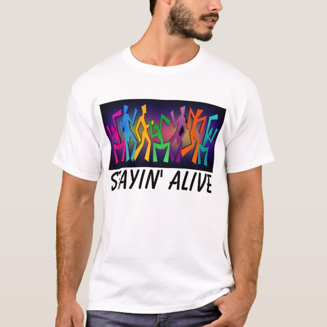 Camiseta Permanecendo t-shirt vivos, disco (Frente)