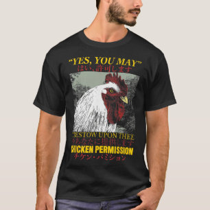 Camiseta Permissão de Frango Galo Japonês Vintage _1
