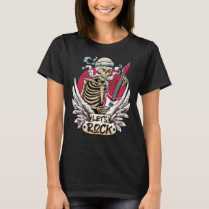 Camiseta Permite Rock Rock & Roll Vintage Retro Skeleton Mã