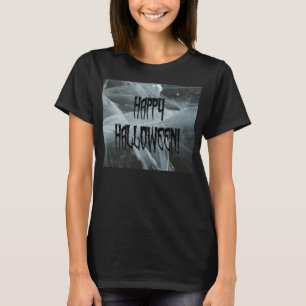 Camiseta Perna de Aranha Halloween Eerie Fundo Senhoras