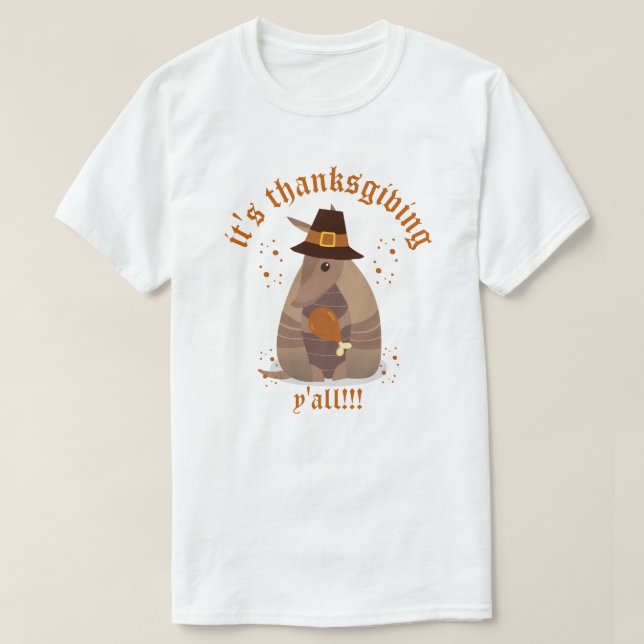 Camiseta Perna Turca de Ação de Graças Armadillo Texas (Frente do Design)