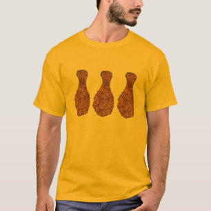 Camiseta Pernas de frango fritas Tambores Tambor de Pão de 