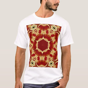 Camiseta pérola Dourada: ilustração decorativa de quadro.