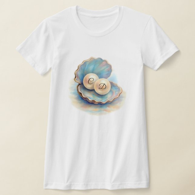 Camiseta Pérolas de Casamento de Praia Shell Elegant Ocean  (Postura )