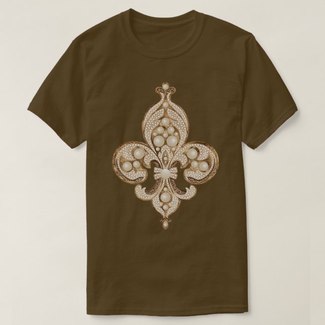 Camiseta Pérolas de luxo e ornamento de ouro (Frente do Design)