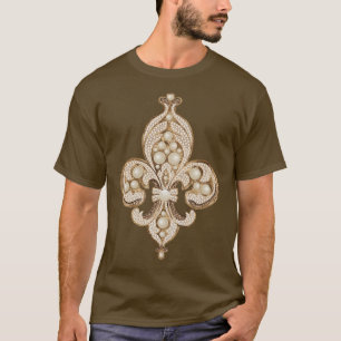 Camiseta Pérolas de luxo e ornamento de ouro