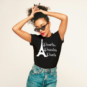 Camiseta "Pérolas, Peônias, Paris" Elegante