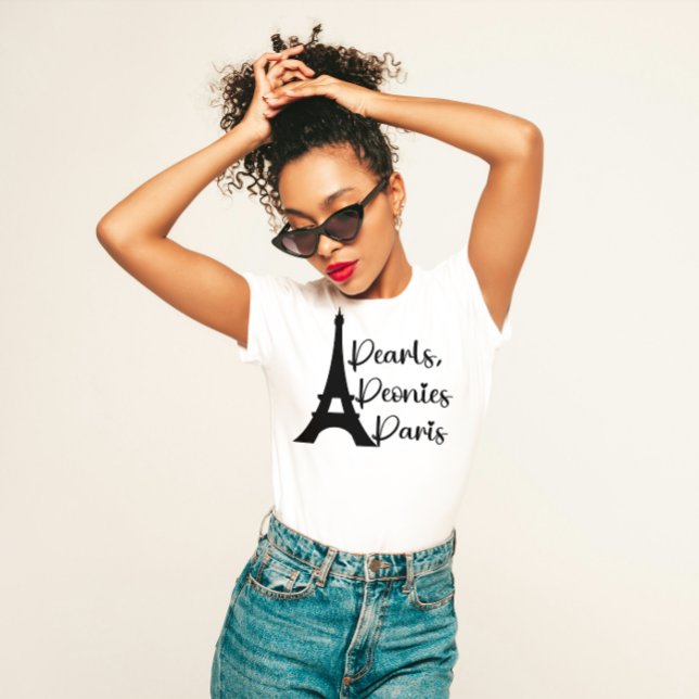 Camiseta "Pérolas, Peônias, Paris" Elegante (Criador carregado)