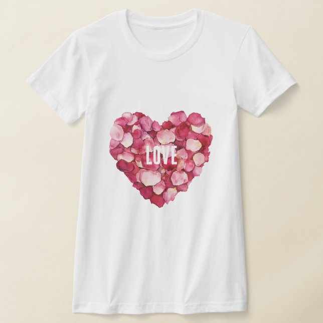 Camiseta Pérolas Rosa Rosa Vermelhas Amor Floral (Postura )