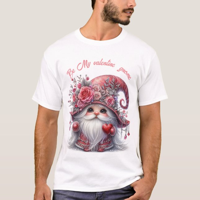 Camiseta pérolas vermelhas prateadas modernas gnomos namora (Frente)