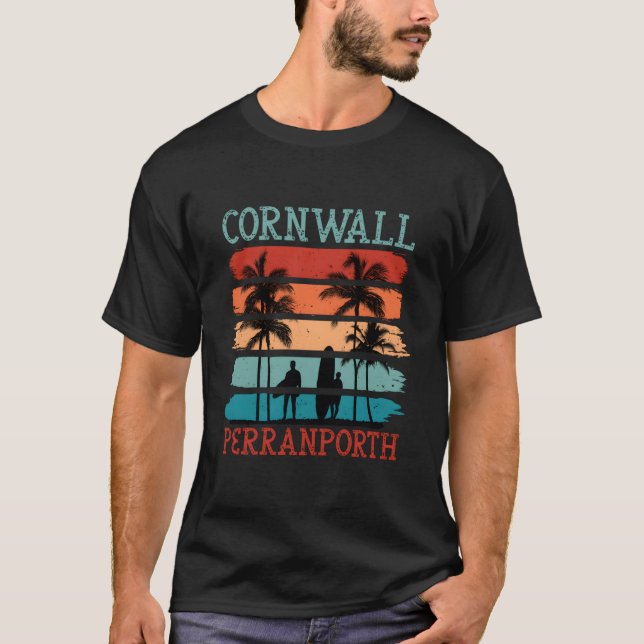 Camiseta Perranporth Cornwall Inglaterra S Prancha de Surfe (Frente)