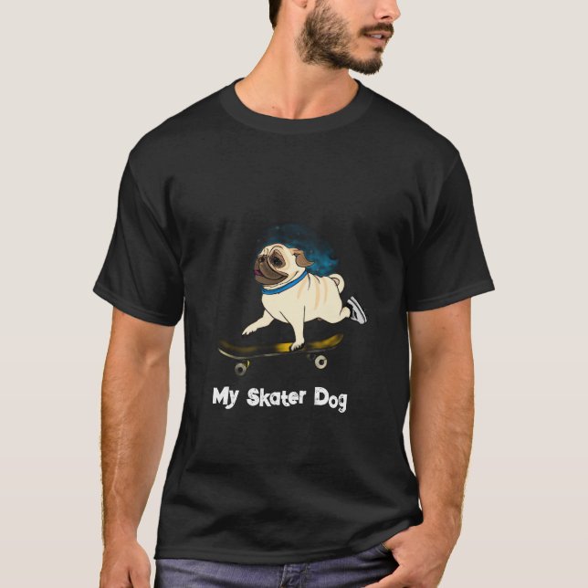 Camiseta Perro Buldog Skater, Su Pasiòn la Patineta ! (Frente)