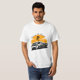 Camiseta Perseguição do Horizon Vintage Muscle Car Sunset
