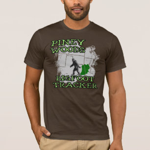 Camiseta Perseguidor Piney de Bigfoot das madeiras