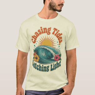 Camiseta Perseguindo Marés Capturando Luz Praia Verão Desig