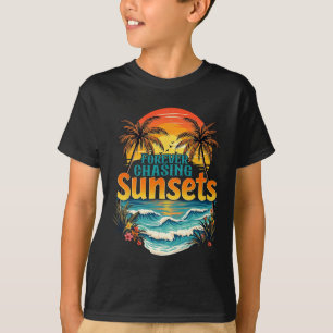 Camiseta Perseguindo Pôr do Sol para Sempre Vibrações de Ve