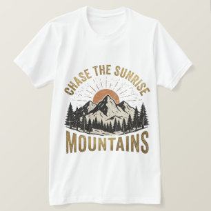 Camiseta Perseguir As Montanhas Do Nascer Do Sol Vintage Ca