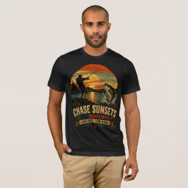 Camiseta Perseguir Pôr do Sol Não Prazos de Pesca Masculino