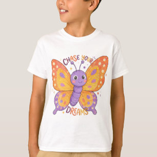 Camiseta Perseguir Seus Sonhos Ilustração Borboleta Fofa